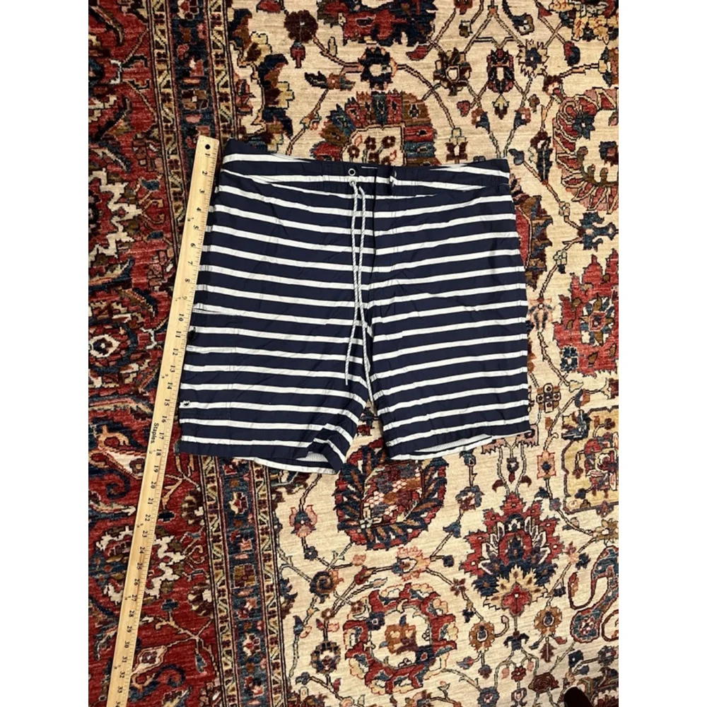 Men’s J.Crew Blue and White Nautical Stripe Swim Shorts Size 34